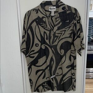 Howie Black and Tan Patterned Short Sleeve Hawaiian Shirt made in Hawaii! | 2XL